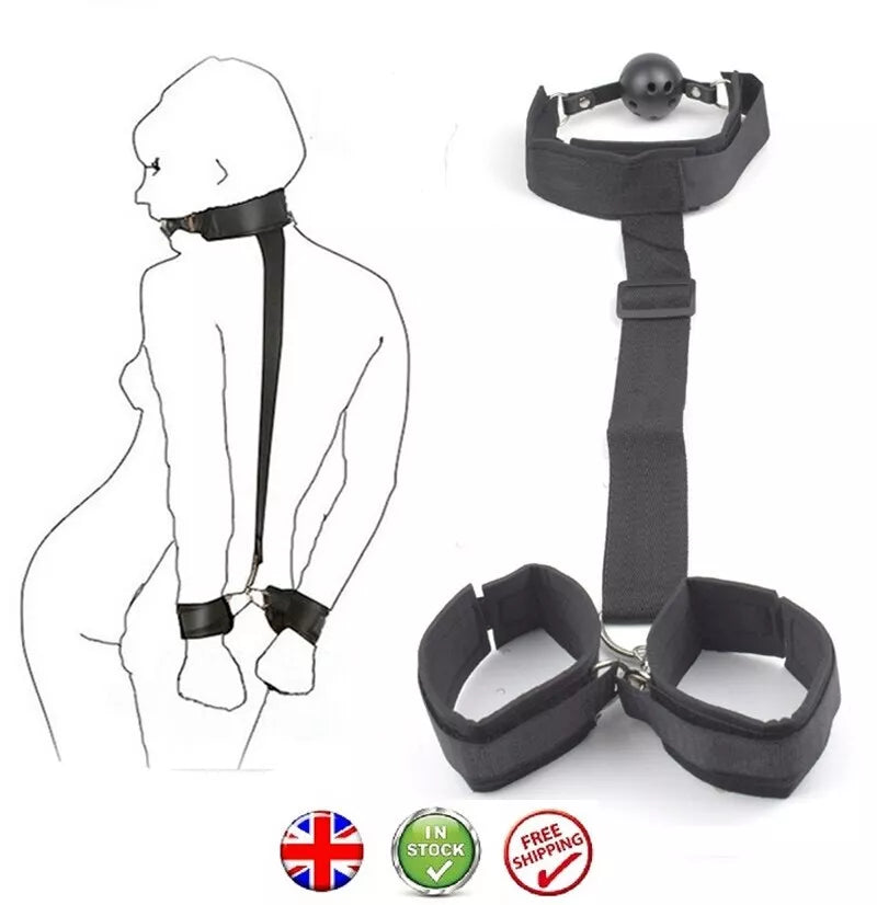 BDSM Sex Bondage Neck to Wrist Restraints Kit, Sex Toys for Couple Adjustable Behind Back Handcuffs Bondage Restraints Set, Bed SM Adult Sex Game Play, Sex Toys for Women Man Beginner