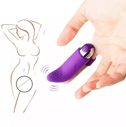 USB Rechargeable Finger Vibrator IPX7 Waterproof Mini Bullet Massager 10 Modes Purple