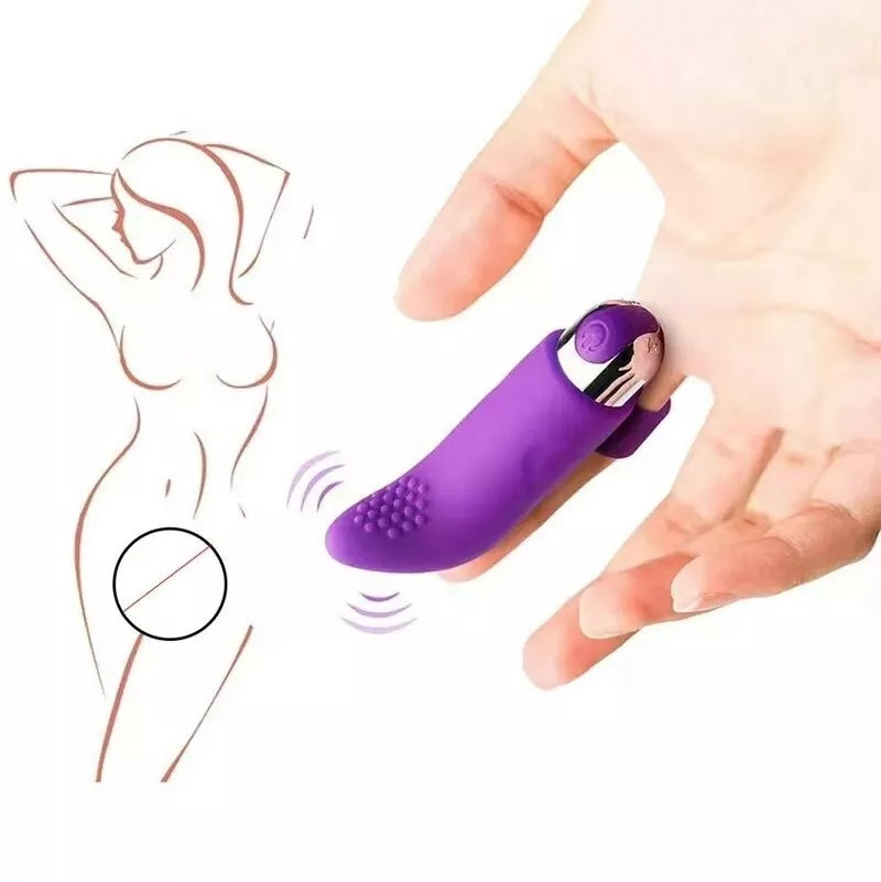 USB Rechargeable Finger Vibrator IPX7 Waterproof Mini Bullet Massager 10 Modes Purple