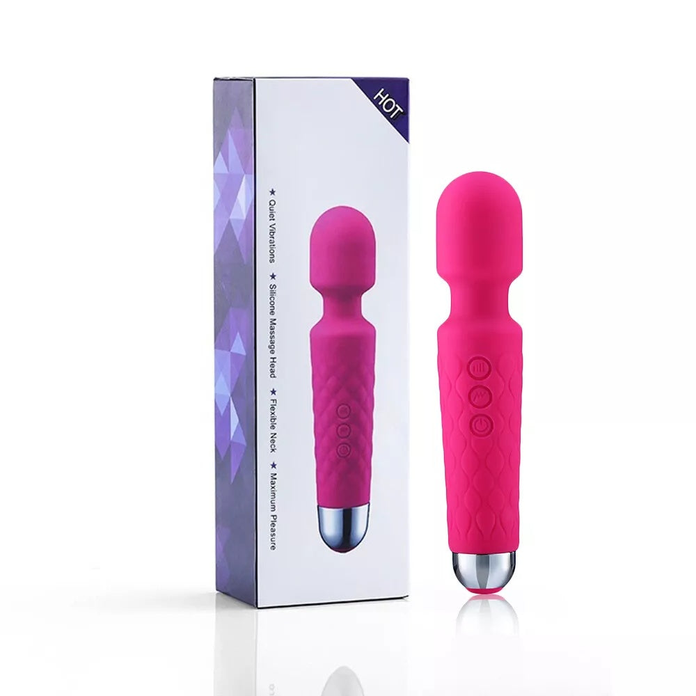 Rechargeable Wand Vibrator with 20 Stimulating Modes & 8 Powerful Speeds - Adult Sex Toys for Couple Waterproof Wands for Adults in Safe Silicone - Quiet Small & Slim Vibrating Magic Wand