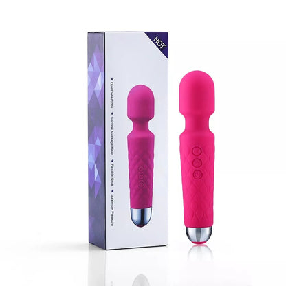 Rechargeable Wand Vibrator with 20 Stimulating Modes & 8 Powerful Speeds - Adult Sex Toys for Couple Waterproof Wands for Adults in Safe Silicone - Quiet Small & Slim Vibrating Magic Wand