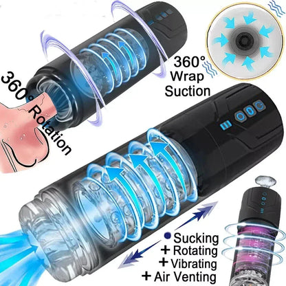 2 in 1 Male Wellness Massager Suction Rotating Vibration USB Rechargeable IPX7
