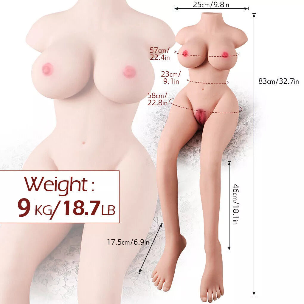 Realistic Silicone Female Torso Sex Doll with Legs – 9kg Soft Skin Feel Life Size Body Love Doll