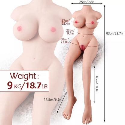 Realistic Silicone Female Torso Sex Doll with Legs – 9kg Soft Skin Feel Life Size Body Love Doll
