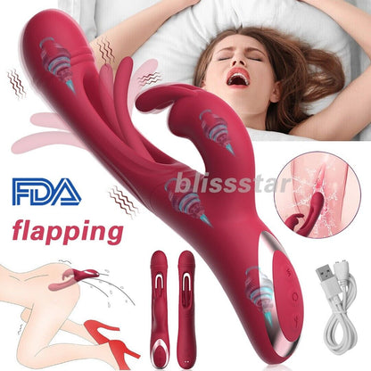Thrusting Rabbit Vibrator G Spot Sex Toys, Waterproof & Rechargeable Realistic Silicone Dildo Vibrator with 3 Thrusting & 10 Vibrating Modes, Thick Pink Dildo for Women, Clit Stimulator