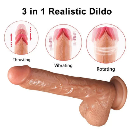 Thrusting Dildo Vibrator with Vibrating & Heating, Soft Realistic Silicone Anal Dildos for Clit G-spot Stimulation, Remote Control Dildo with Strong Suction Cup, Adult Sex Toys for Women Couple, 8.5''