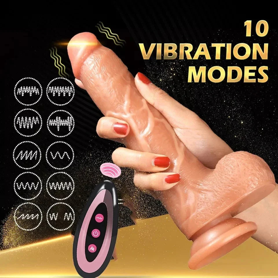 Thrusting Dildo Vibrator with Vibrating & Heating, Soft Realistic Silicone Anal Dildos for Clit G-spot Stimulation, Remote Control Dildo with Strong Suction Cup, Adult Sex Toys for Women Couple, 8.5''