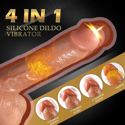 Thrusting Dildo Vibrator with Vibrating & Heating, Soft Realistic Silicone Anal Dildos for Clit G-spot Stimulation, Remote Control Dildo with Strong Suction Cup, Adult Sex Toys for Women Couple, 8.5''