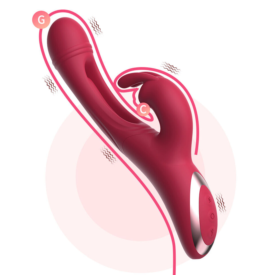 Thrusting Rabbit Vibrator G Spot Sex Toys, Waterproof & Rechargeable Realistic Silicone Dildo Vibrator with 3 Thrusting & 10 Vibrating Modes, Thick Pink Dildo for Women, Clit Stimulator