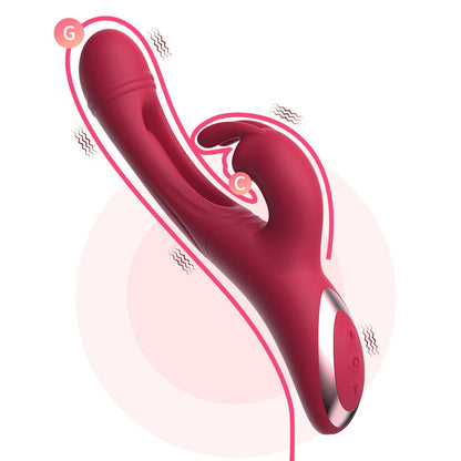 Thrusting Rabbit Vibrator G Spot Sex Toys, Waterproof & Rechargeable Realistic Silicone Dildo Vibrator with 3 Thrusting & 10 Vibrating Modes, Thick Pink Dildo for Women, Clit Stimulator