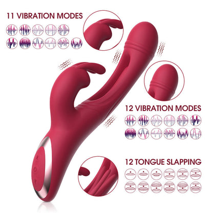 Thrusting Rabbit Vibrator G Spot Sex Toys, Waterproof & Rechargeable Realistic Silicone Dildo Vibrator with 3 Thrusting & 10 Vibrating Modes, Thick Pink Dildo for Women, Clit Stimulator