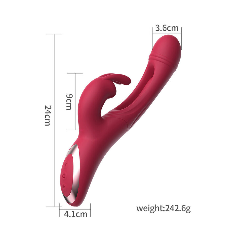 Thrusting Rabbit Vibrator G Spot Sex Toys, Waterproof & Rechargeable Realistic Silicone Dildo Vibrator with 3 Thrusting & 10 Vibrating Modes, Thick Pink Dildo for Women, Clit Stimulator