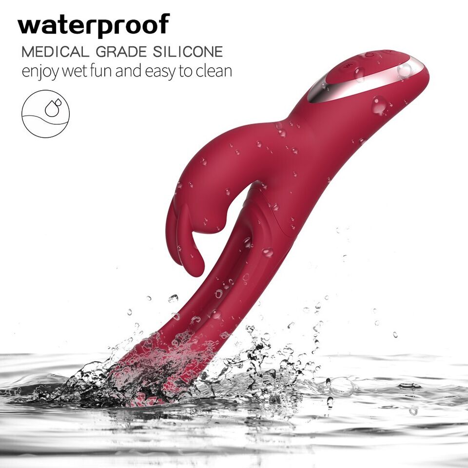 Thrusting Rabbit Vibrator G Spot Sex Toys, Waterproof & Rechargeable Realistic Silicone Dildo Vibrator with 3 Thrusting & 10 Vibrating Modes, Thick Pink Dildo for Women, Clit Stimulator