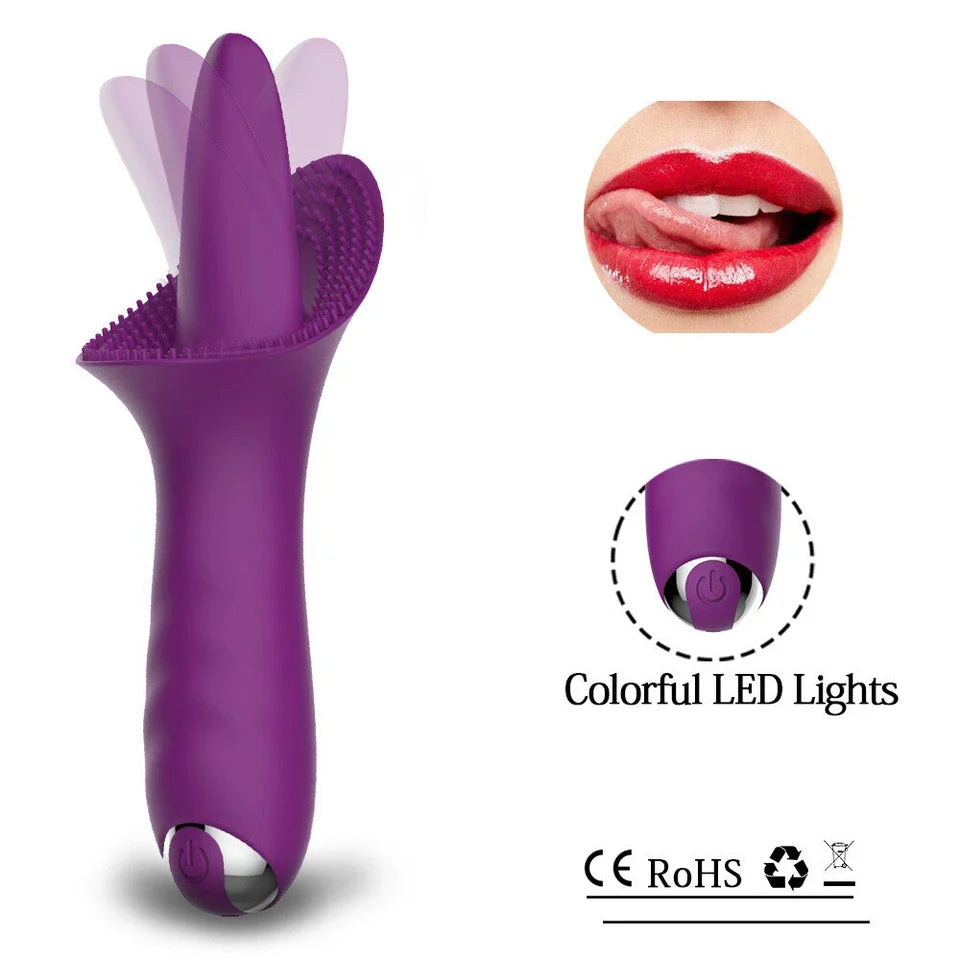 USB Rechargeable Wand Vibrator IPX7 Waterproof Silicone Personal Massager 10 Modes Purple