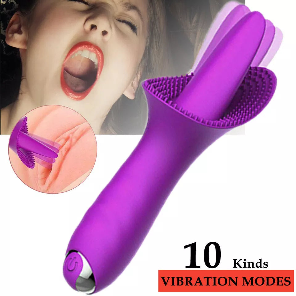 USB Rechargeable Wand Vibrator IPX7 Waterproof Silicone Personal Massager 10 Modes Purple