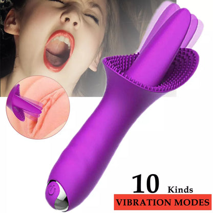 USB Rechargeable Wand Vibrator IPX7 Waterproof Silicone Personal Massager 10 Modes Purple