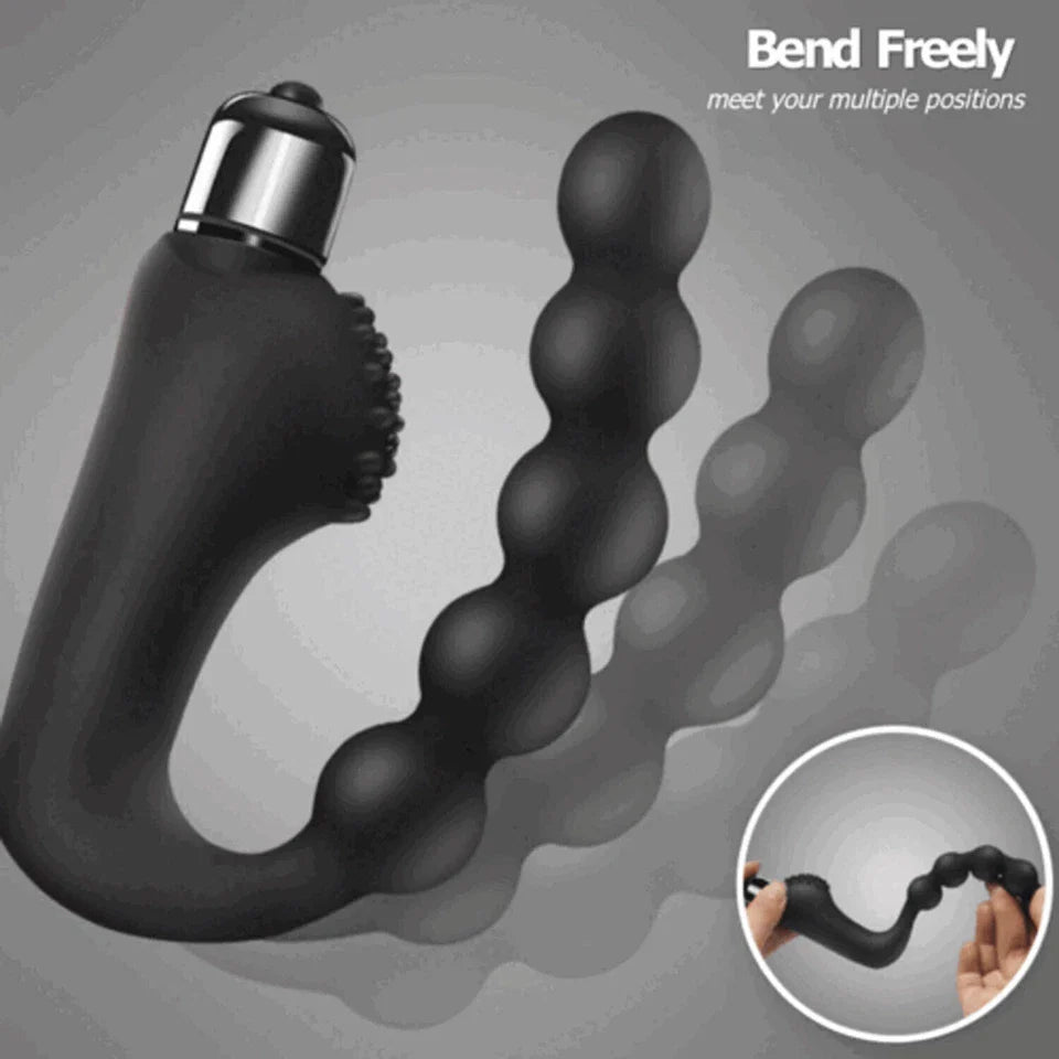 10 Mode Vibrating Prostate Massager Anal Plug - USB Rechargeable IPX7 Waterproof, Curved Ergonomic Design, Textured Nubs, Compact Black Adult Wellness Toy