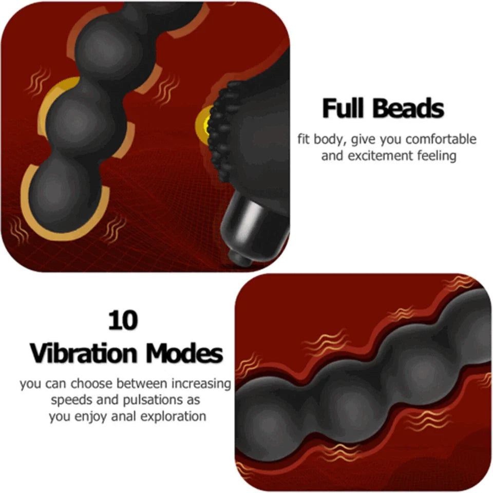 10 Mode Vibrating Prostate Massager Anal Plug - USB Rechargeable IPX7 Waterproof, Curved Ergonomic Design, Textured Nubs, Compact Black Adult Wellness Toy