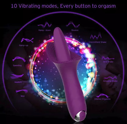 USB Rechargeable Wand Vibrator IPX7 Waterproof Silicone Personal Massager 10 Modes Purple