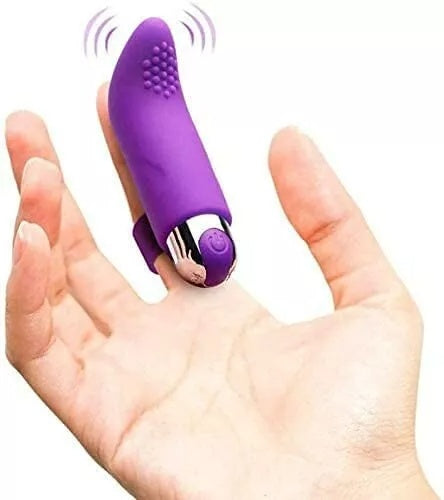 USB Rechargeable Finger Vibrator IPX7 Waterproof Mini Bullet Massager 10 Modes Purple