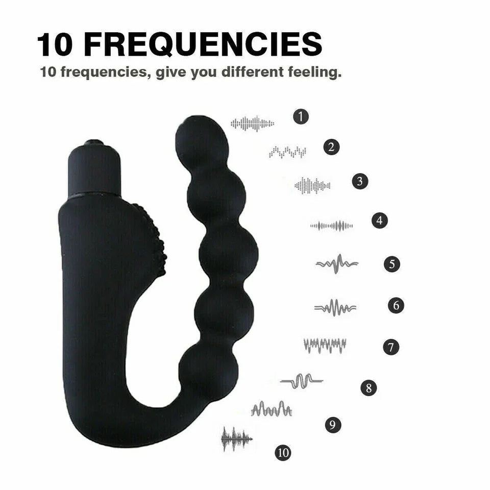 10 Mode Vibrating Prostate Massager Anal Plug - USB Rechargeable IPX7 Waterproof, Curved Ergonomic Design, Textured Nubs, Compact Black Adult Wellness Toy