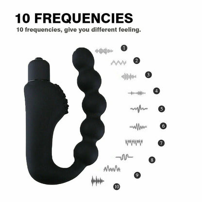 10 Mode Vibrating Prostate Massager Anal Plug - USB Rechargeable IPX7 Waterproof, Curved Ergonomic Design, Textured Nubs, Compact Black Adult Wellness Toy