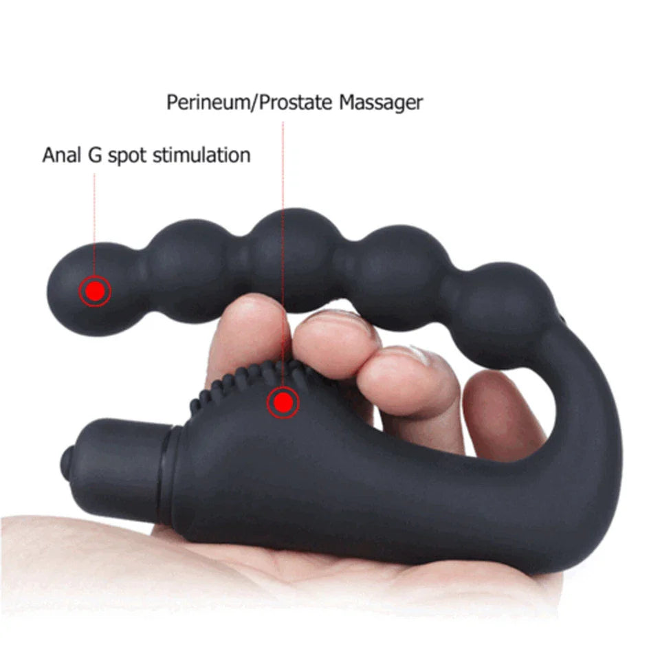 10 Mode Vibrating Prostate Massager Anal Plug - USB Rechargeable IPX7 Waterproof, Curved Ergonomic Design, Textured Nubs, Compact Black Adult Wellness Toy