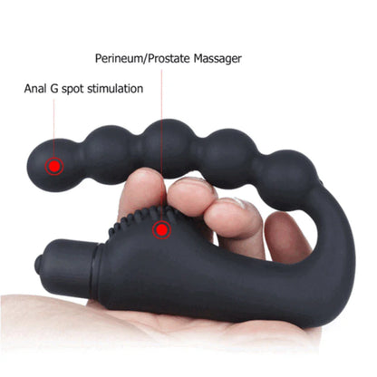 10 Mode Vibrating Prostate Massager Anal Plug - USB Rechargeable IPX7 Waterproof, Curved Ergonomic Design, Textured Nubs, Compact Black Adult Wellness Toy