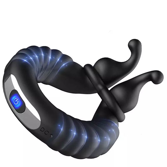 USB Rechargeable Vibrating Cock Ring 10 Modes Quiet Silicone Couples Ring Black