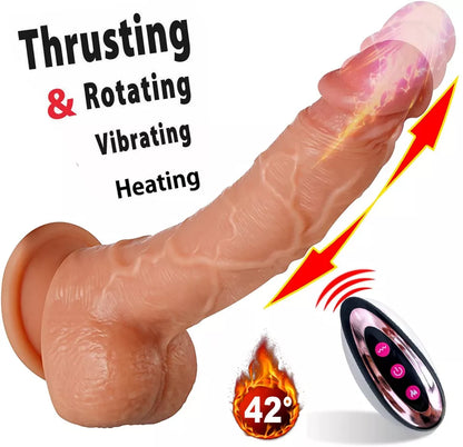 Thrusting Dildo Vibrator with Vibrating & Heating, Soft Realistic Silicone Anal Dildos for Clit G-spot Stimulation, Remote Control Dildo with Strong Suction Cup, Adult Sex Toys for Women Couple, 8.5''