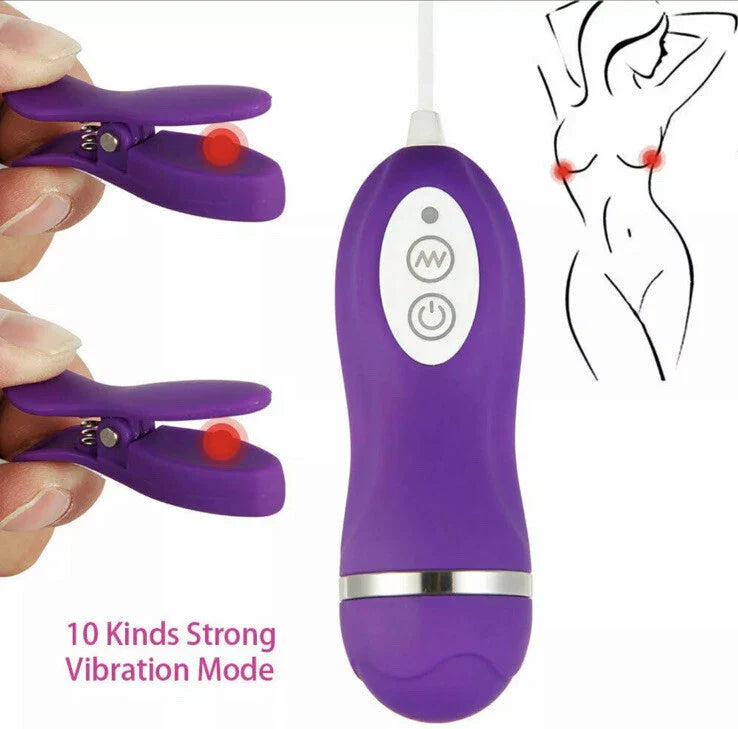 Vibrating Breast Nipple Clamps,Nipple Clamps for Women with 10 Vibration Frequencies,IPX7 Waterproof,Nipple Sex toys