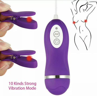 Vibrating Breast Nipple Clamps,Nipple Clamps for Women with 10 Vibration Frequencies,IPX7 Waterproof,Nipple Sex toys