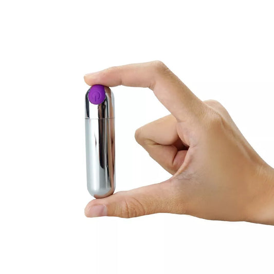 Mini Bullet Vibrator USB Rechargeable Waterproof 10 Modes Silver Travel Size