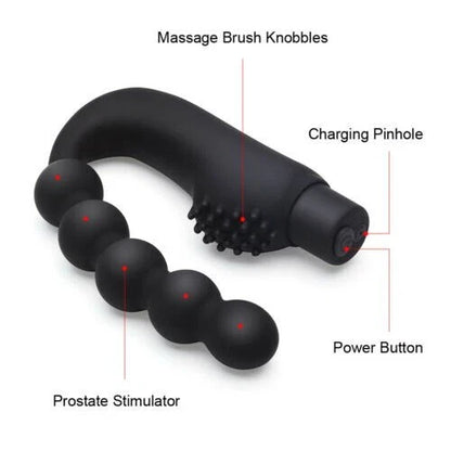 10 Mode Vibrating Prostate Massager Anal Plug - USB Rechargeable IPX7 Waterproof, Curved Ergonomic Design, Textured Nubs, Compact Black Adult Wellness Toy