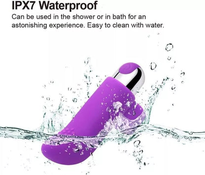 USB Rechargeable Finger Vibrator IPX7 Waterproof Mini Bullet Massager 10 Modes Purple