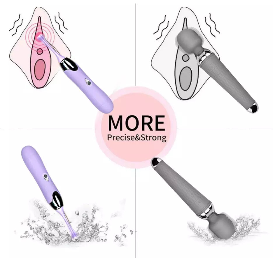 3in1 Clitoral Vibrator Stimulator 360° Rotating Waterproof Quiet Mini Massager
