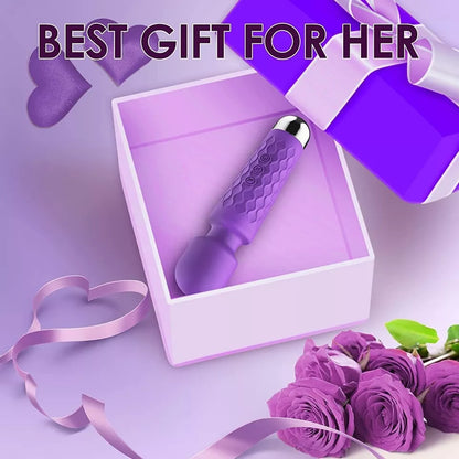 Rechargeable Wand Vibrator with 20 Stimulating Modes & 8 Powerful Speeds - Adult Sex Toys for Couple Waterproof Wands for Adults in Safe Silicone - Quiet Small & Slim Vibrating Magic Wand