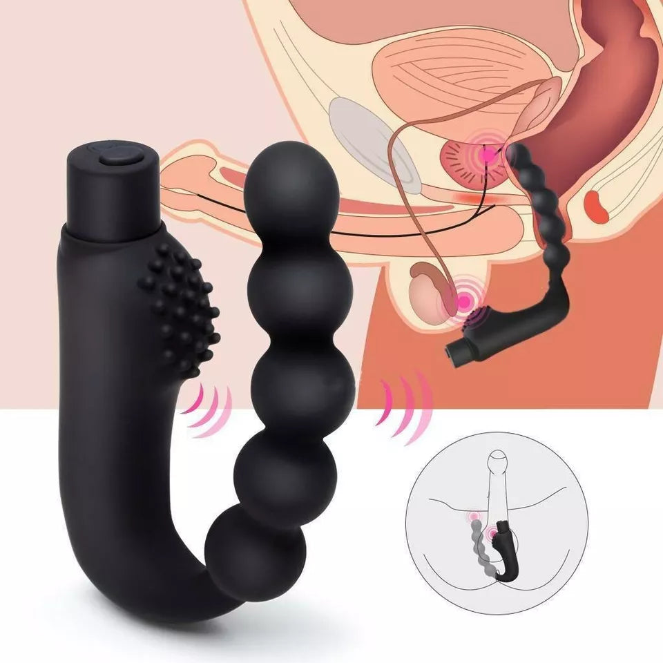 10 Mode Vibrating Prostate Massager Anal Plug - USB Rechargeable IPX7 Waterproof, Curved Ergonomic Design, Textured Nubs, Compact Black Adult Wellness Toy