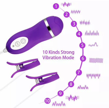Vibrating Breast Nipple Clamps,Nipple Clamps for Women with 10 Vibration Frequencies,IPX7 Waterproof,Nipple Sex toys