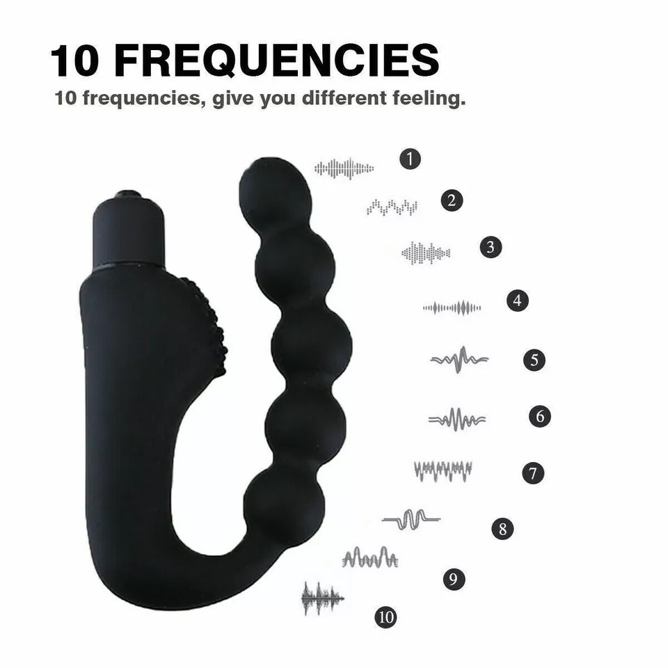 10 Mode Vibrating Prostate Massager Anal Plug - USB Rechargeable IPX7 Waterproof, Curved Ergonomic Design, Textured Nubs, Compact Black Adult Wellness Toy