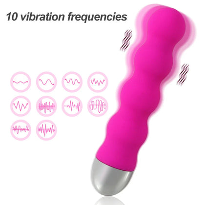 Rechargeable Silicone Vibrator – 10 Mode Waterproof Body Massager, USB Charging, Soft Touch (Pink)