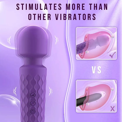 Rechargeable Wand Vibrator with 20 Stimulating Modes & 8 Powerful Speeds - Adult Sex Toys for Couple Waterproof Wands for Adults in Safe Silicone - Quiet Small & Slim Vibrating Magic Wand