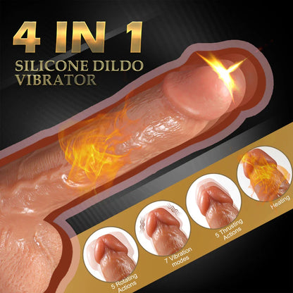 Thrusting Dildo Vibrator with Vibrating & Heating, Soft Realistic Silicone Anal Dildos for Clit G-spot Stimulation, Remote Control Dildo with Strong Suction Cup, Adult Sex Toys for Women Couple, 8.5''