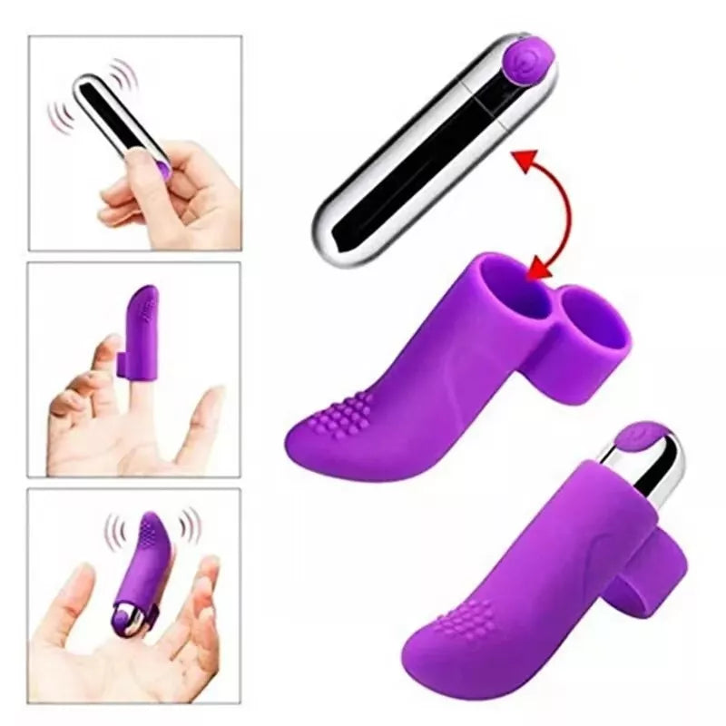 USB Rechargeable Finger Vibrator IPX7 Waterproof Mini Bullet Massager 10 Modes Purple