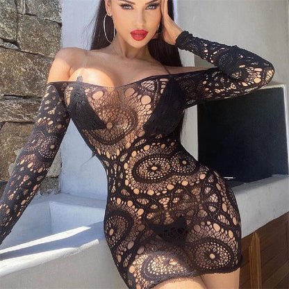 Women's Lingerie Fishnet Bodysuit Sexy Outfits Mesh Bodystocking (UK 6–10)