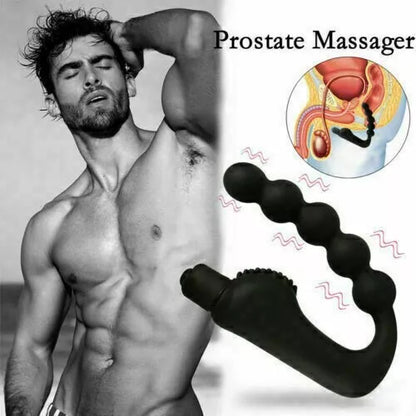 10 Mode Vibrating Prostate Massager Anal Plug - USB Rechargeable IPX7 Waterproof, Curved Ergonomic Design, Textured Nubs, Compact Black Adult Wellness Toy