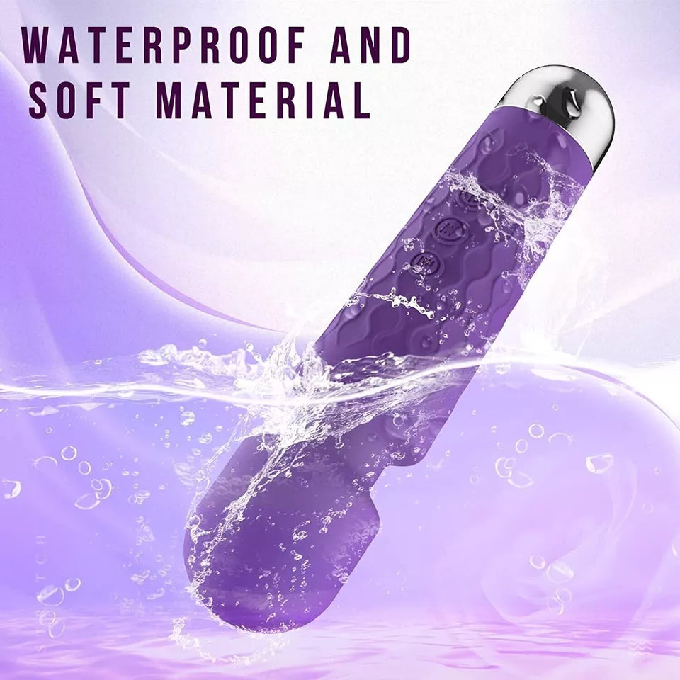 Rechargeable Wand Vibrator with 20 Stimulating Modes & 8 Powerful Speeds - Adult Sex Toys for Couple Waterproof Wands for Adults in Safe Silicone - Quiet Small & Slim Vibrating Magic Wand