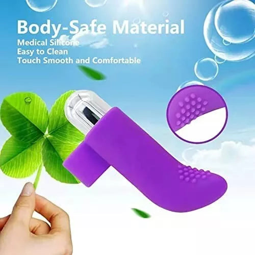 USB Rechargeable Finger Vibrator IPX7 Waterproof Mini Bullet Massager 10 Modes Purple