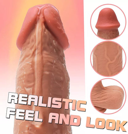 Thrusting Dildo Vibrator with Vibrating & Heating, Soft Realistic Silicone Anal Dildos for Clit G-spot Stimulation, Remote Control Dildo with Strong Suction Cup, Adult Sex Toys for Women Couple, 8.5''