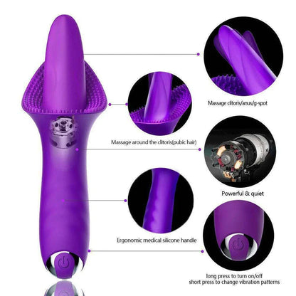 USB Rechargeable Wand Vibrator IPX7 Waterproof Silicone Personal Massager 10 Modes Purple